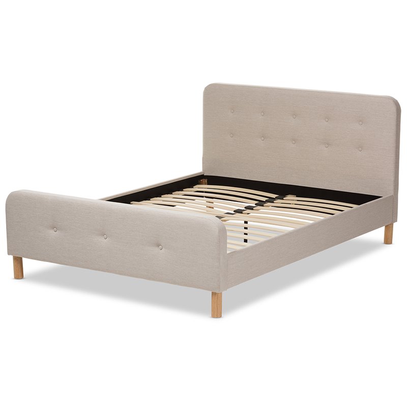Baxton Studio Samson Upholstered Full Platform Bed in Light Beige