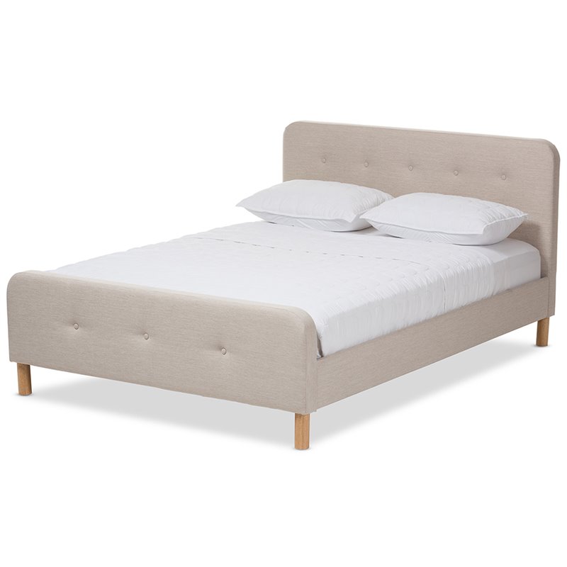 Baxton Studio Samson Upholstered Full Platform Bed in Light Beige