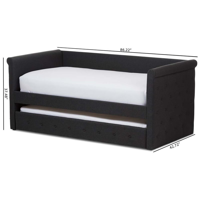 Baxton Studio Alena Fabric Daybed With Trundle In Dark Gray Cf8825 Baxton Studio Alena Fabric Daybed With Trundle In Dark Gray
