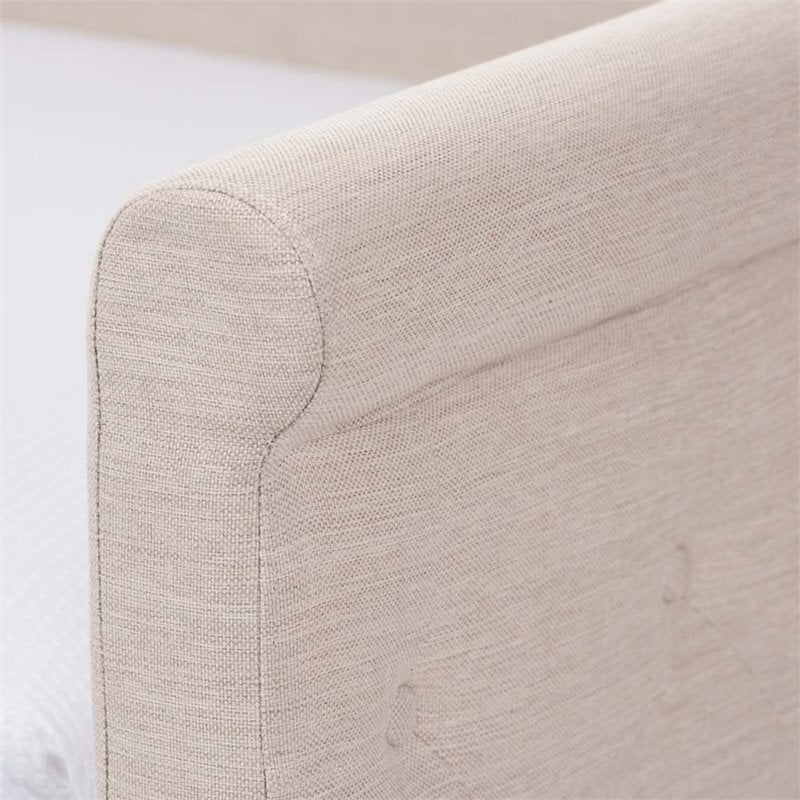 Baxton Studio Alena Fabric Daybed with Trundle in Light Beige