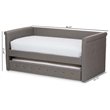 Baxton Studio Alena Fabric Daybed with Trundle in Light Gray