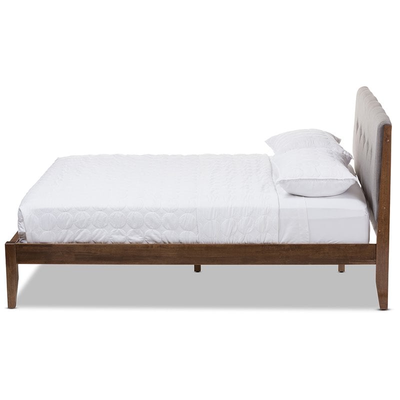 Baxton Studio Leyton Queen Platform Bed in Light Gray and Walnut Brown