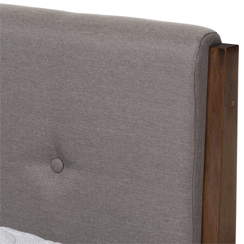 Baxton Studio Leyton Queen Platform Bed in Light Gray and Walnut Brown