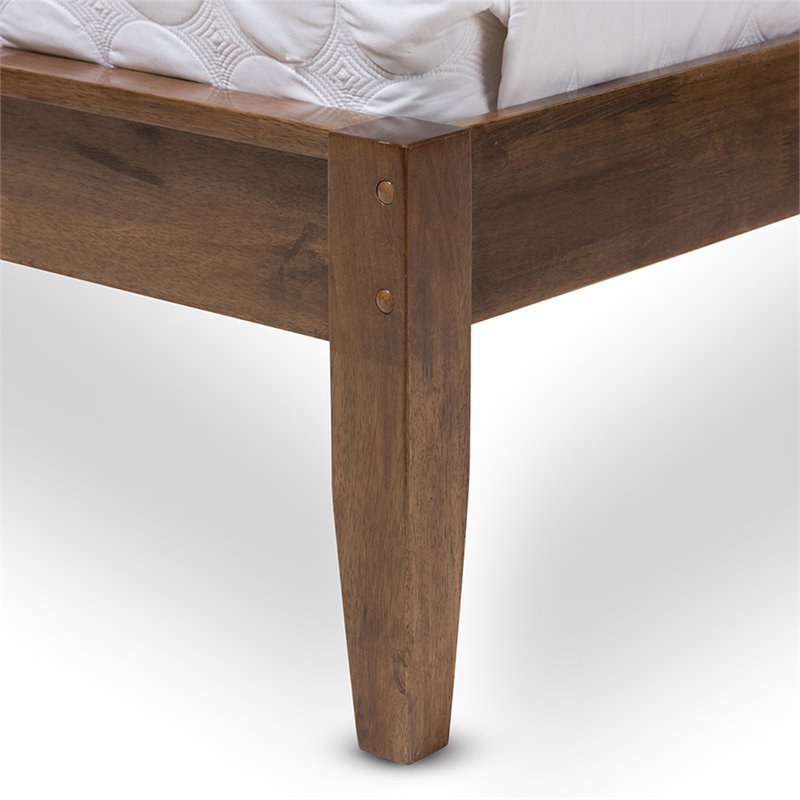 Baxton Studio Leyton Queen Platform Bed in Light Gray and Walnut Brown