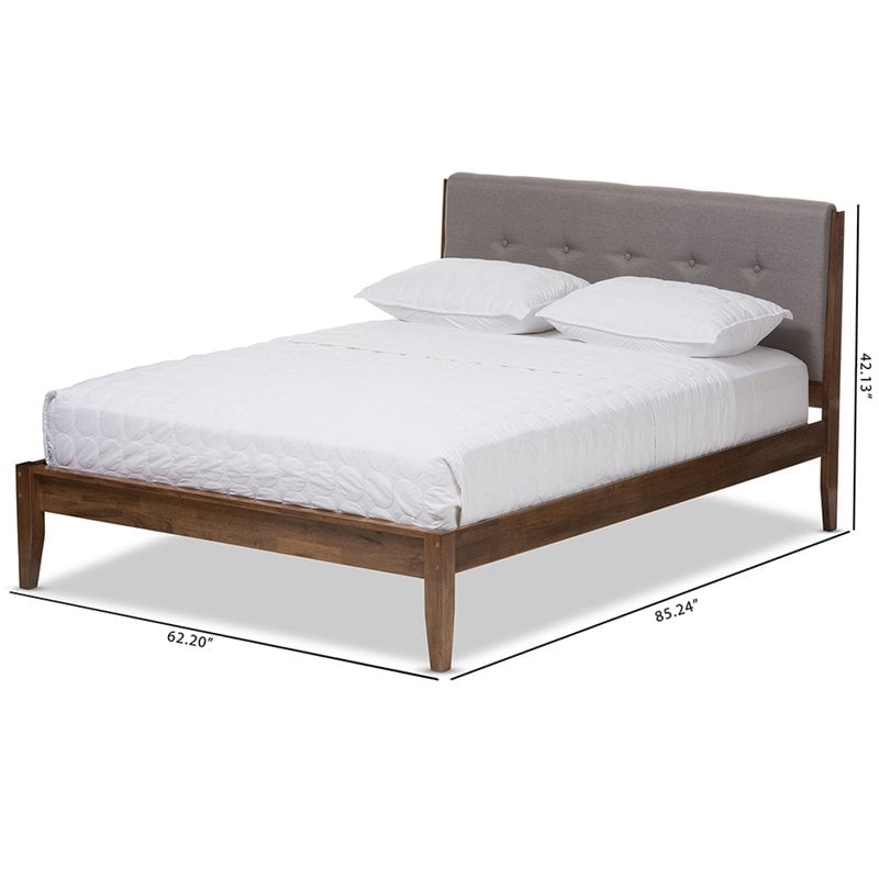 Baxton Studio Leyton Queen Platform Bed in Light Gray and Walnut Brown