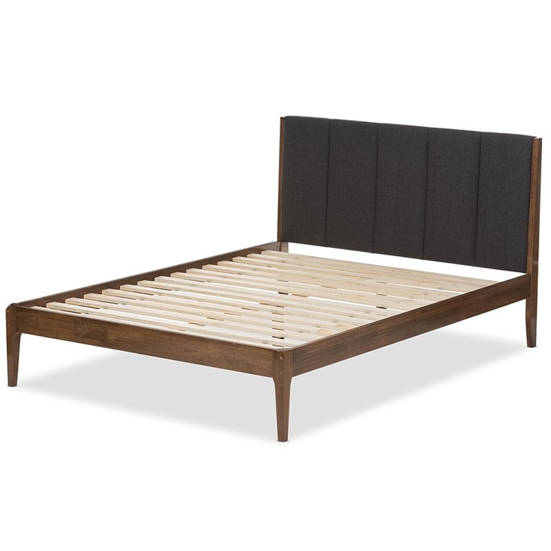 Baxton Studio Ember Queen Platform Bed in Gray and Walnut Brown