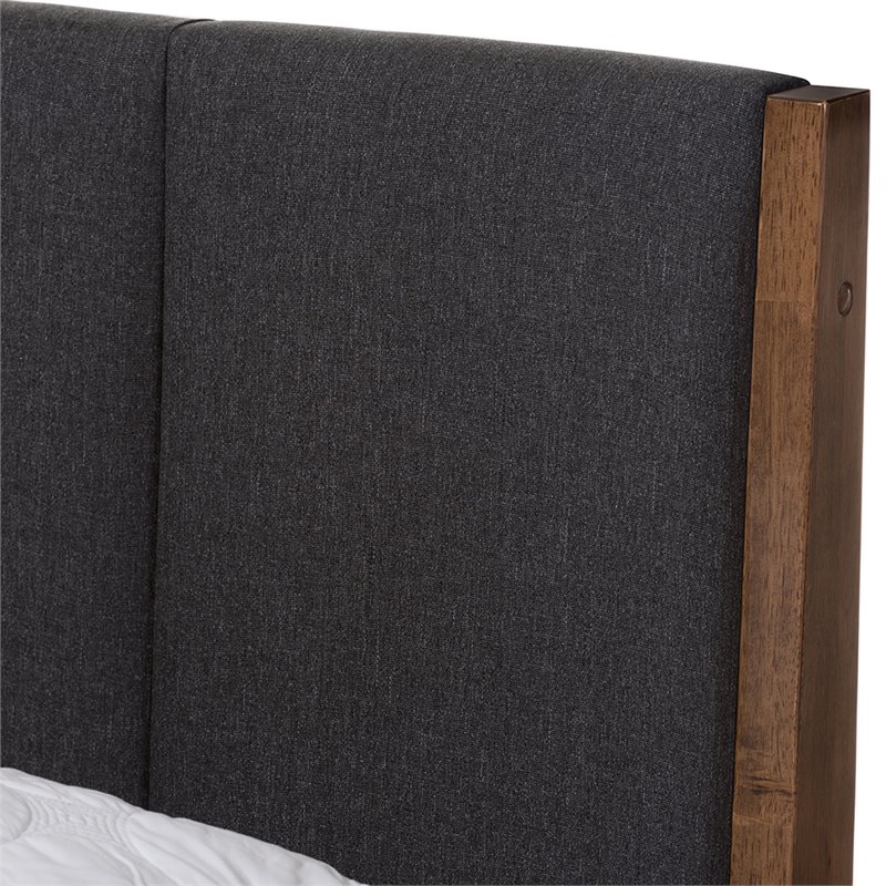 Baxton Studio Ember Queen Platform Bed in Gray and Walnut Brown
