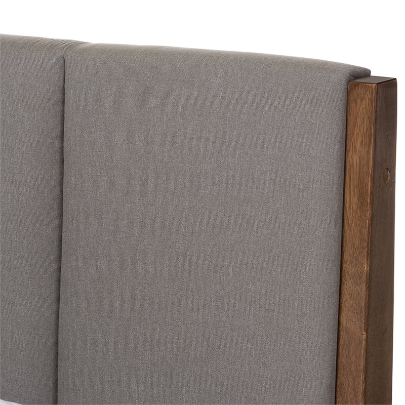 Baxton Studio Ember Queen Platform Bed in Light Gray and Walnut Brown