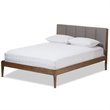 Baxton Studio Ember Queen Platform Bed in Light Gray and Walnut Brown