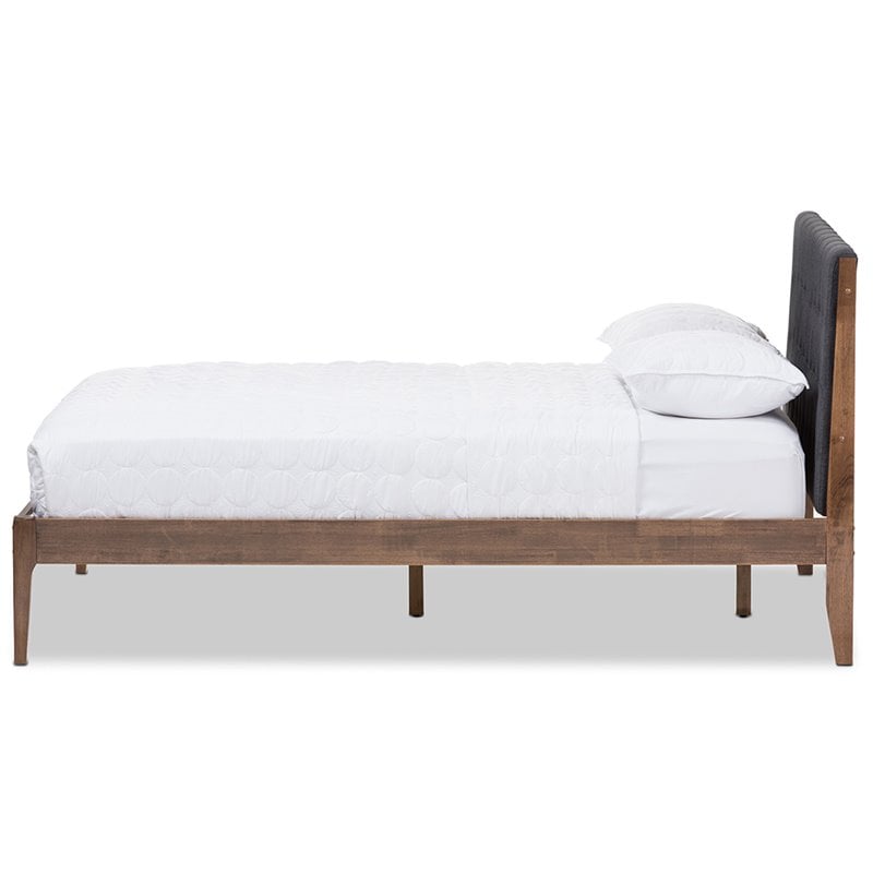 Baxton Studio Clifford Queen Platform Bed in Gray and Walnut Brown