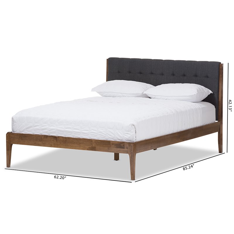 Baxton Studio Clifford Queen Platform Bed in Gray and Walnut Brown