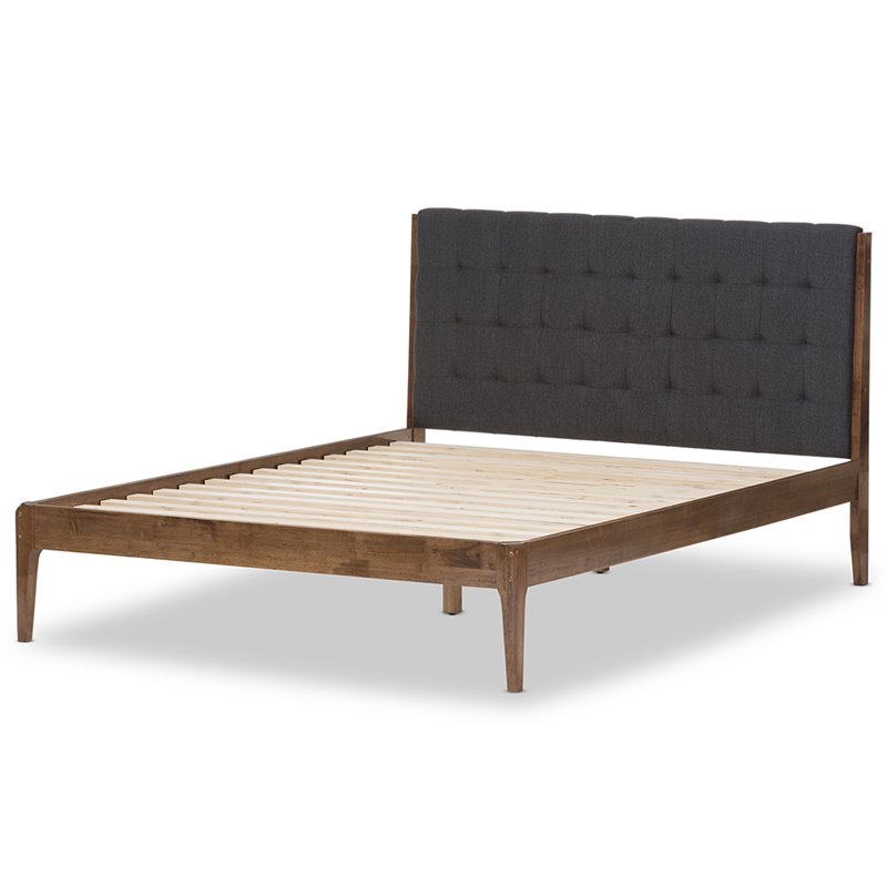 Baxton Studio Clifford King Platform Bed in Gray and Walnut Brown