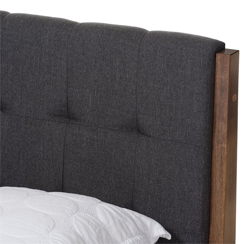 Baxton Studio Clifford King Platform Bed in Gray and Walnut Brown