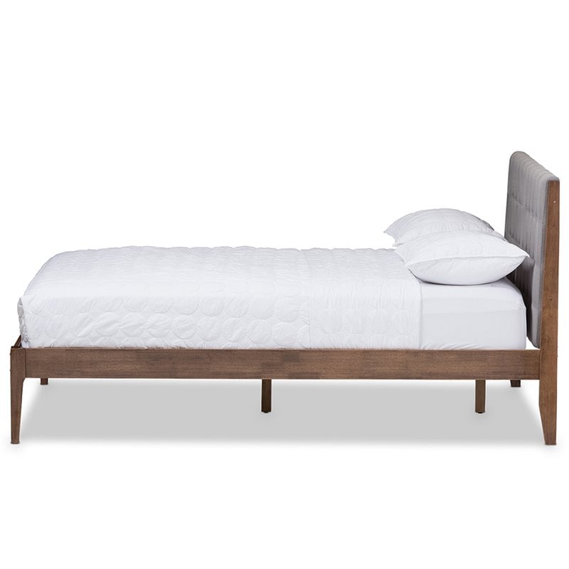 Baxton Studio Clifford Queen Platform Bed in Light Gray and Brown
