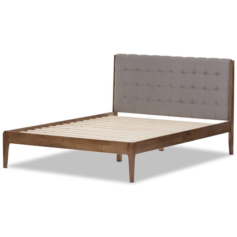 Baxton Studio Clifford Queen Platform Bed in Light Gray and Brown