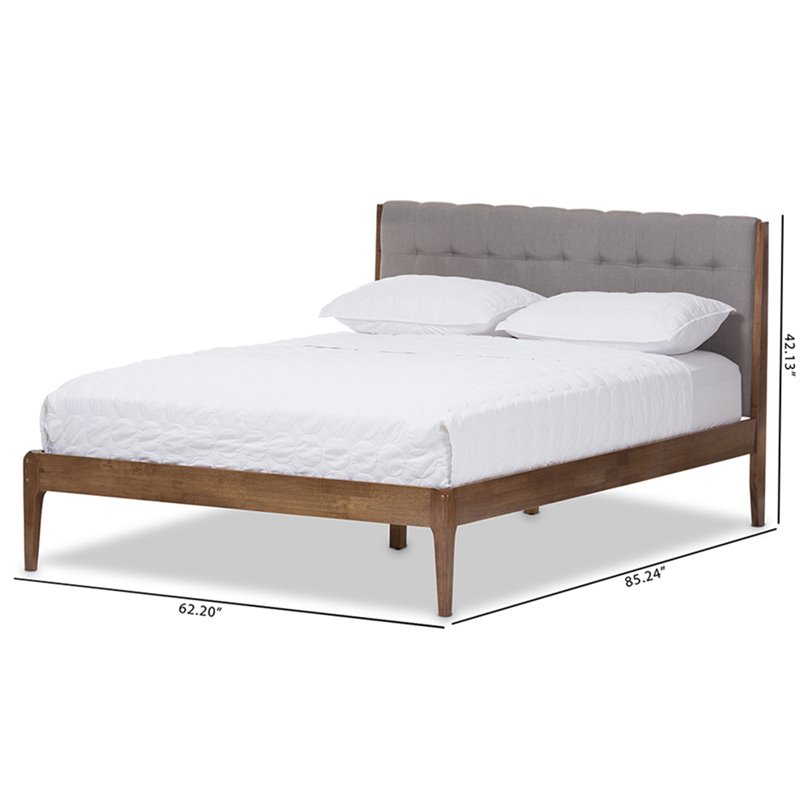 Baxton Studio Clifford Queen Platform Bed in Light Gray and Brown