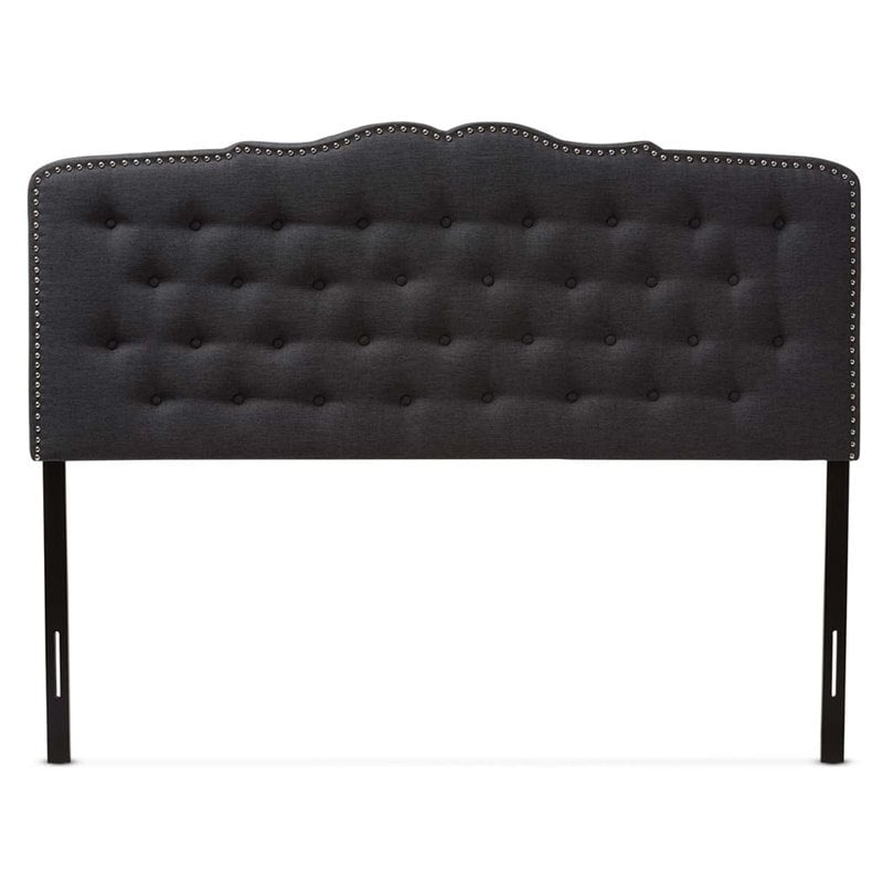 Baxton Studio Lucy Fabric Tufted Queen Headboard in Dark Gray