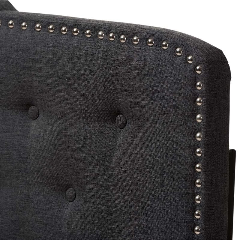 Baxton Studio Lucy Fabric Tufted Queen Headboard in Dark Gray