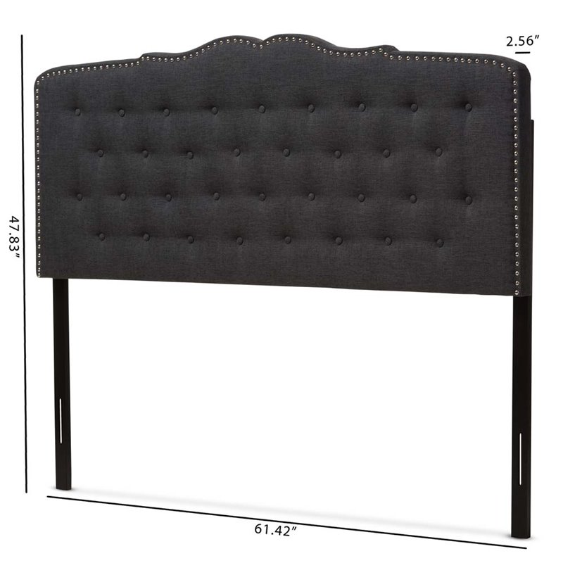 Baxton Studio Lucy Fabric Tufted Queen Headboard in Dark Gray