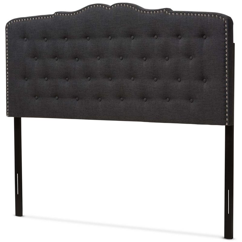Baxton Studio Lucy Fabric Tufted King Headboard in Dark Gray