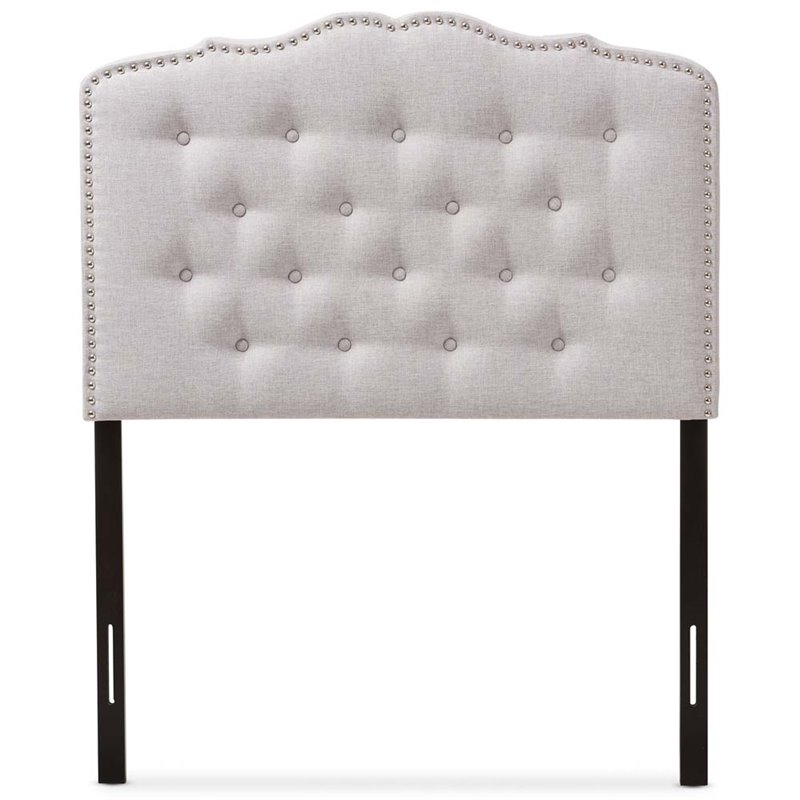 Baxton Studio Lucy Fabric Tufted Twin Headboard in Grayish Beige