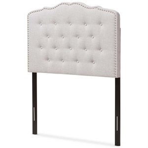 Baxton Studio Lucy Fabric Tufted Twin Headboard in Grayish Beige
