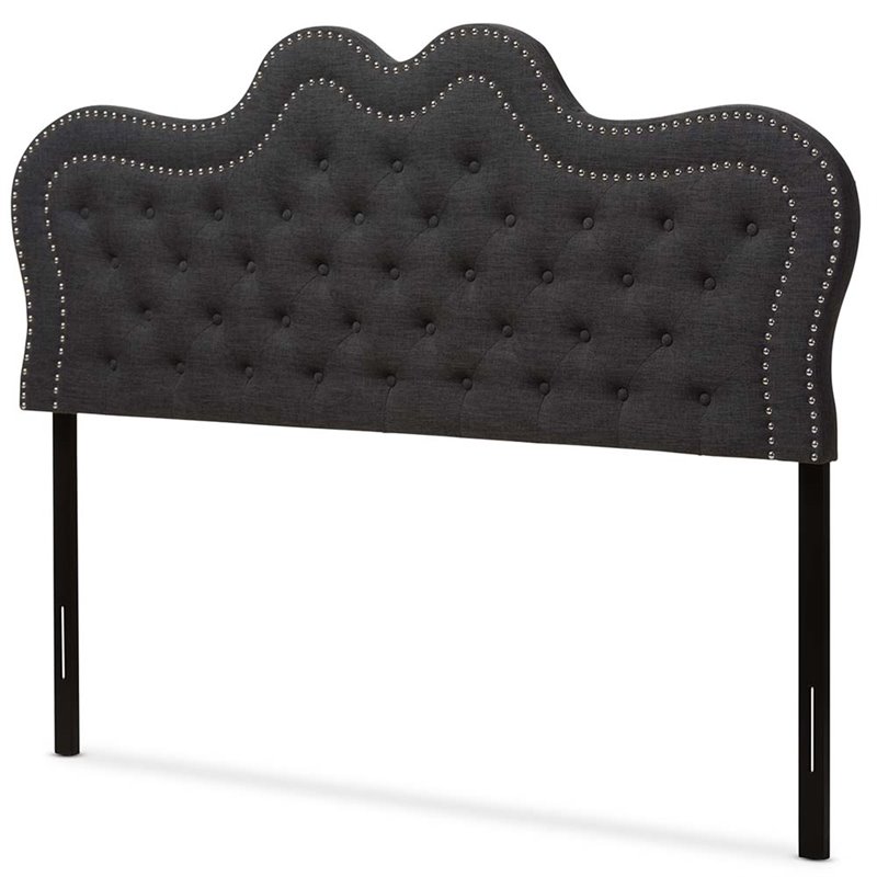 Baxton Studio Ivy Fabric Tufted King Headboard in Dark Gray