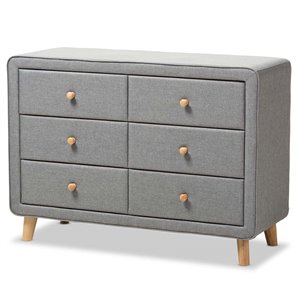 baxton studio jonesy 6 drawer fabric upholstered dresser