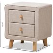 Baxton Studio Jonesy 2 Drawer Linen Upholstered Nightstand in Beige