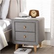 Baxton Studio Jonesy 2 Drawer Fabric Upholstered Nightstand in Gray