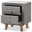 Baxton Studio Jonesy 2 Drawer Fabric Upholstered Nightstand in Gray