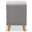 Baxton Studio Jonesy 2 Drawer Fabric Upholstered Nightstand in Gray