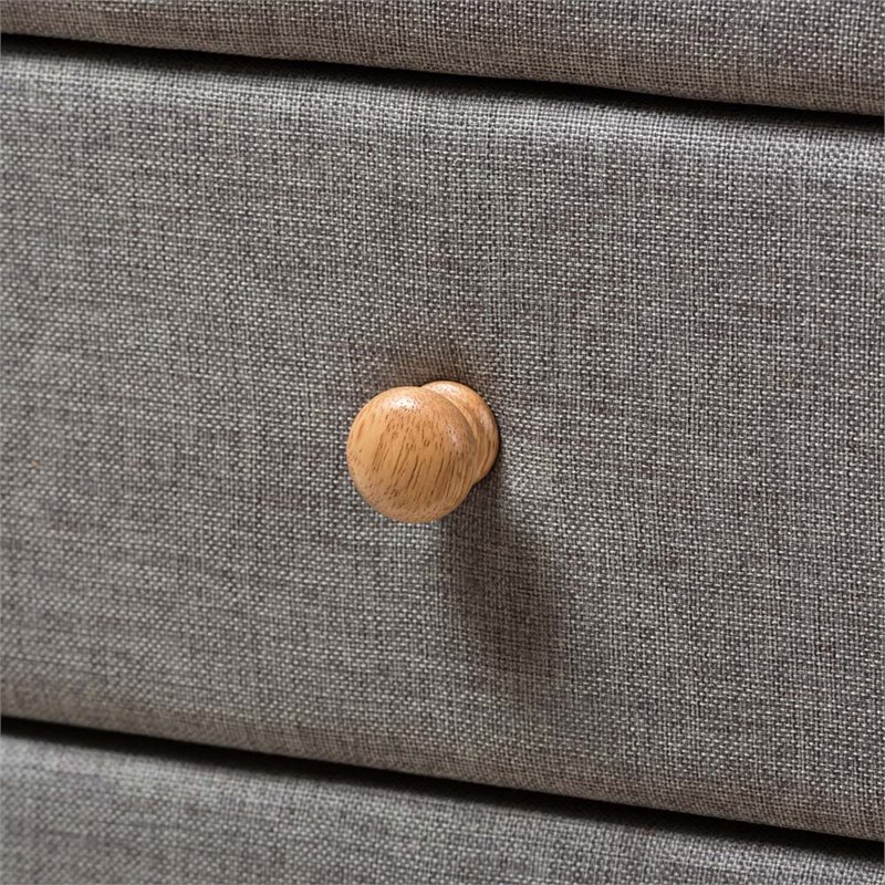 Baxton Studio Jonesy 2 Drawer Fabric Upholstered Nightstand in Gray