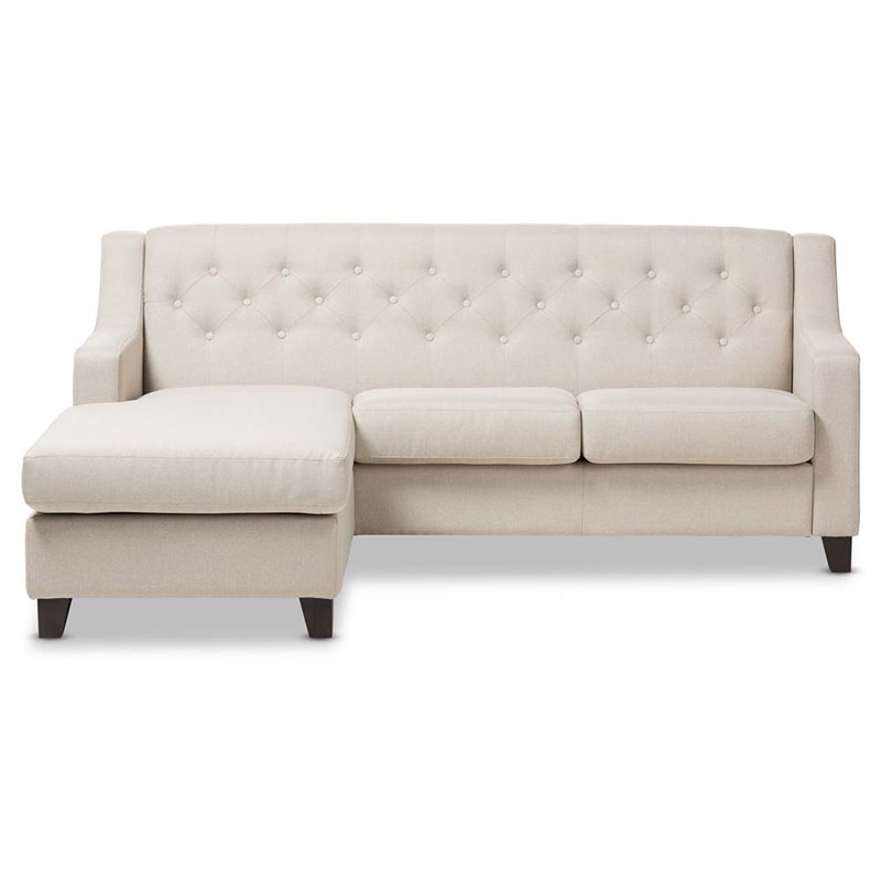 Baxton Studio Arcadia Fabric Upholstered Sectional Sofa in Beige