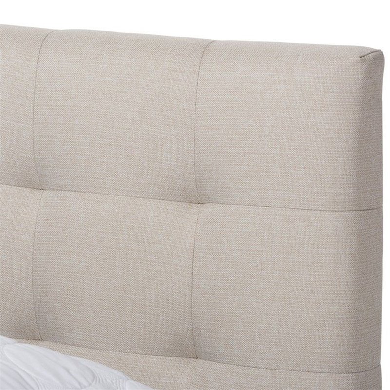 Baxton Studio Mitchell Tufted Queen Platform Bed in Beige and Brown