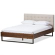 Baxton Studio Mitchell Tufted King Platform Bed in Beige and Brown