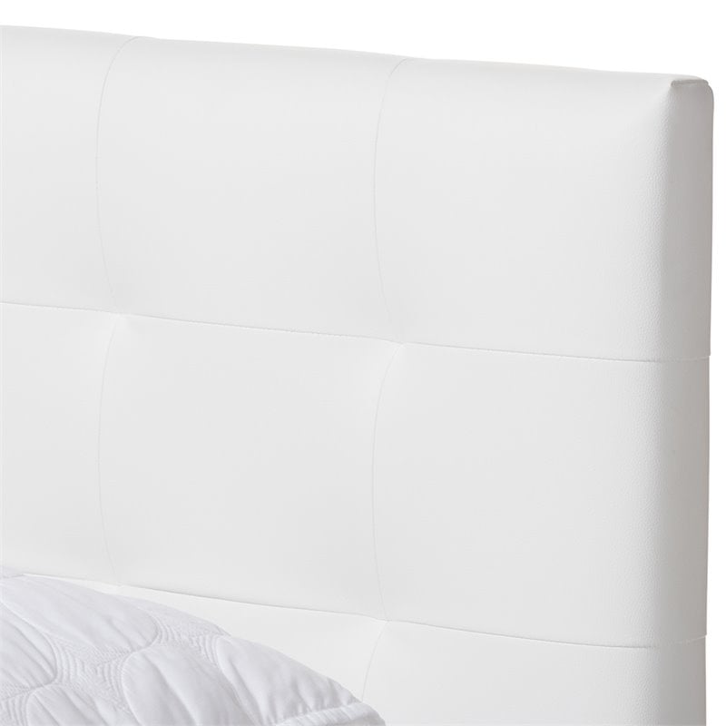 Baxton Studio Mitchell Faux Leather Queen Platform Bed in White