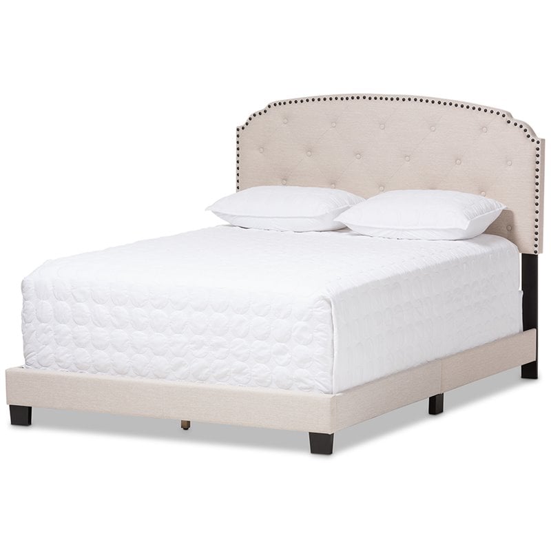 Baxton Studio Lexi Tufted Queen Low Profile Bed in Light Beige