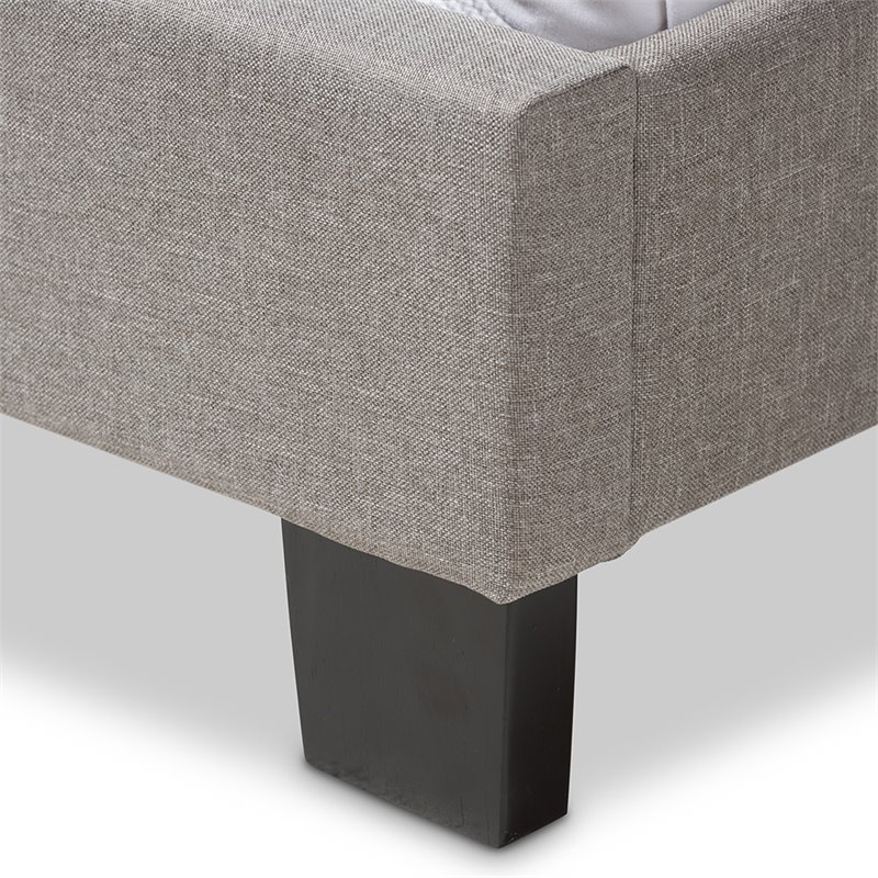 Baxton Studio Lexi Tufted Queen Low Profile Bed in Light Gray