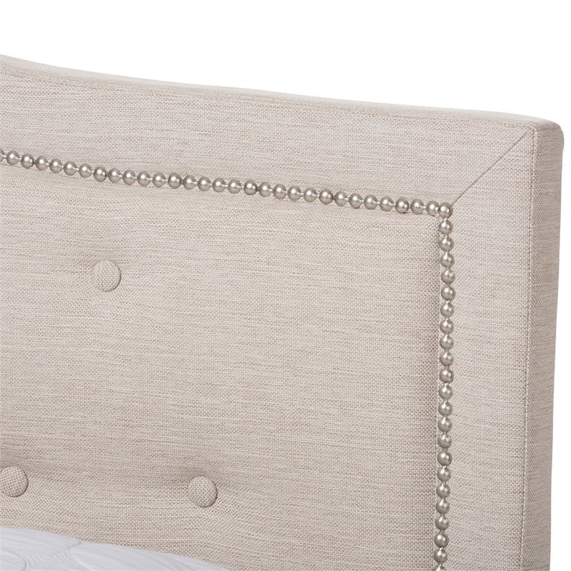 Baxton Studio Emerson Tufted Full Low Profile Bed in Light Beige