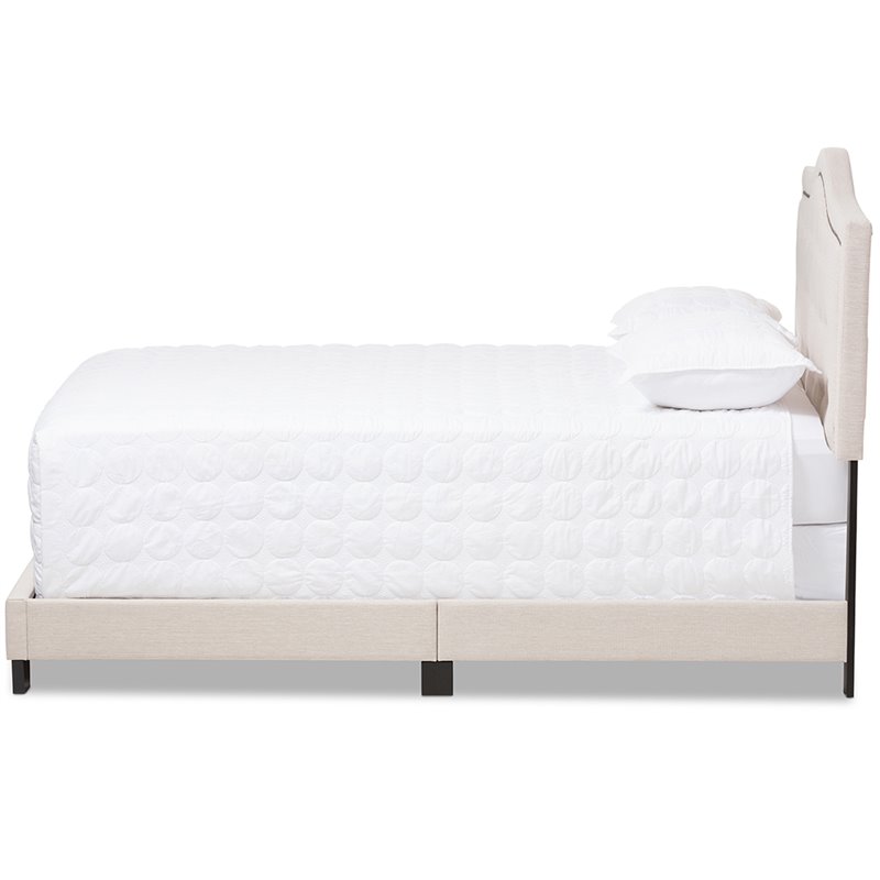 Baxton Studio Emerson Tufted Queen Low Profile Bed in Light Beige