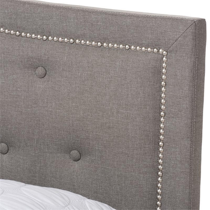 Baxton Studio Emerson Tufted Full Low Profile Bed in Light Gray