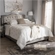 Baxton Studio Emerson Tufted Queen Low Profile Bed in Light Gray