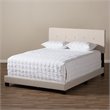 Baxton Studio Hampton Tufted Queen Low Profile Bed in Light Beige