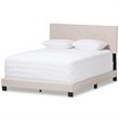 Baxton Studio Hampton Tufted Queen Low Profile Bed in Light Beige