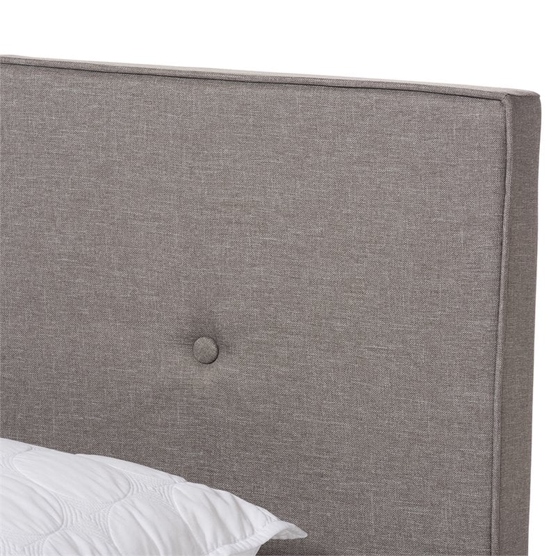 Baxton Studio Hampton Tufted Full Low Profile Bed in Light Gray
