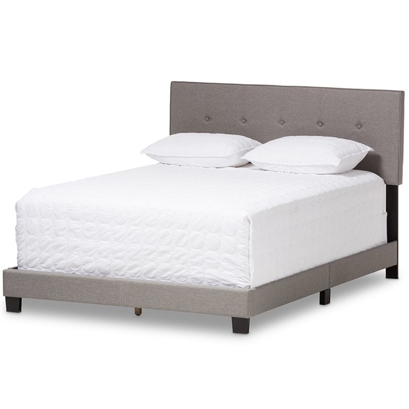 Baxton Studio Hampton Tufted Full Low Profile Bed in Light Gray