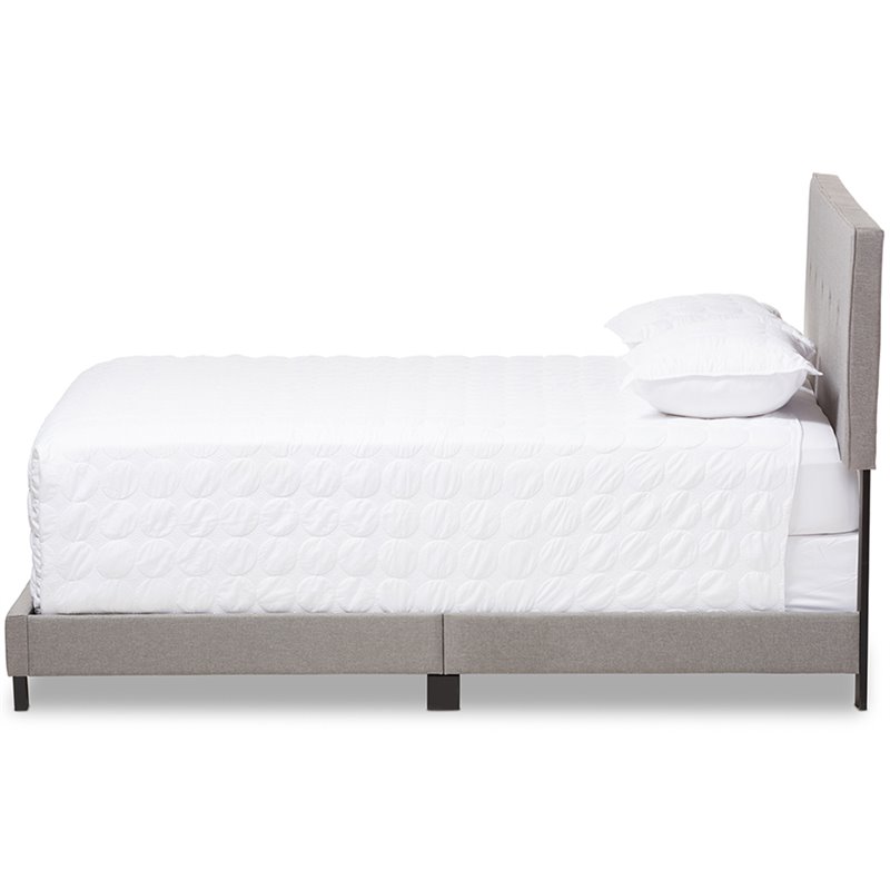 Baxton Studio Hampton Tufted Queen Low Profile Bed in Light Gray