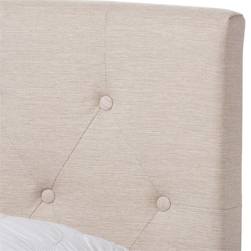Baxton Studio Cassandra Tufted Queen Low Profile Bed in Light Beige