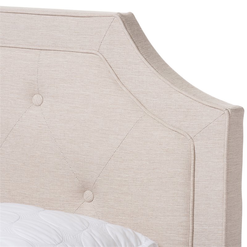 Baxton Studio Willis Tufted Queen Low Profile Bed in Light Beige